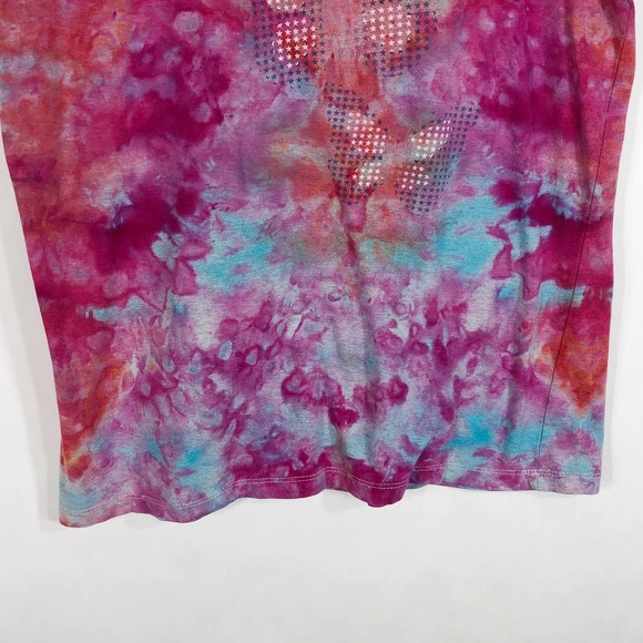 Tie‎ Dye Size Large Tee Shirt Top Fly High Pink Blue Butterflies Handmade 1310 - Picture 6 of 9